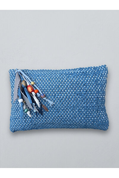 Sınabeli Charmlı fermuarlı Mavi portföy clutch el çantası