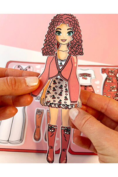 JACA Paper Doll Kes-Yapıştır-Oyna Vişne Kız İnce Motor Becerisi Oyunu