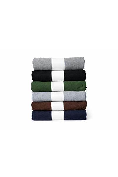 moda nokta Σετ 6 τεμαχίων χτενισμένων βαμβακερών σάλιων σε γκρι, μαύρο, σμαρα...