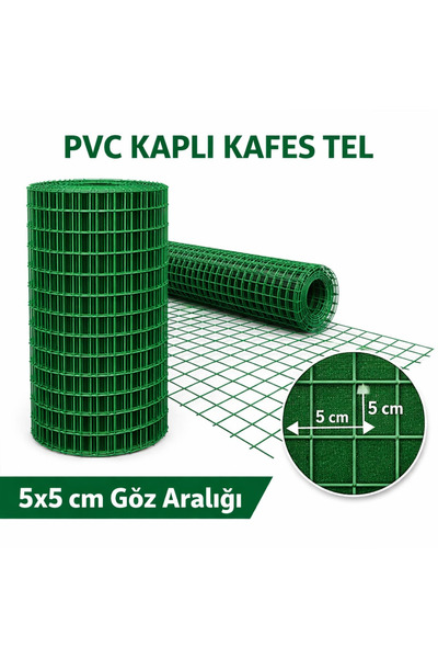 NETROPE PVC Kaplı Kafes Teli 3.5MM 5X5 GÖZ ARALIĞI 2 X 4 ÖLÇÜLERİNDE
