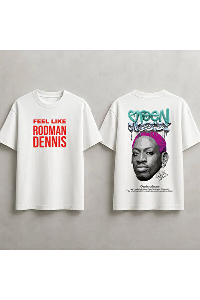 STİL-X Tricou oversize unisex cu imprimeu Dennis Rodman, 100% bumbac