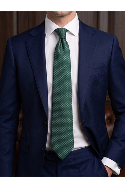 Gutiero Κλασική γραβάτα με μαντήλι με πράσινο σχέδιο