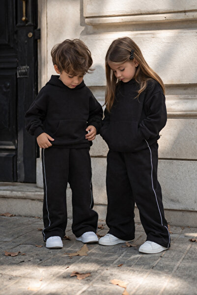 Unisex Çocuk 3 İplik Şardonlu Bol Paça Eşofman