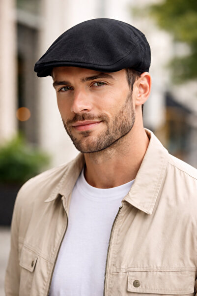 HatClub Exclusive Șapcă neagră premium pentru bărbați, cu elastic flexibil, d...