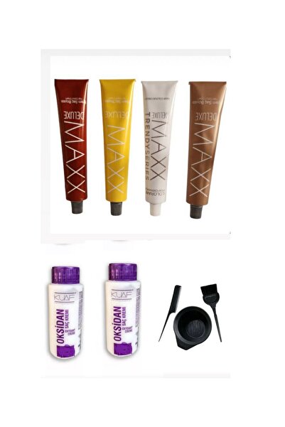 MAXX DELUXE EVDE SAÇ BOYA SETİ 6.11 Yoğun Küllü Koyu Kumral 1 Adet 100 ml Tüp...
