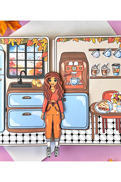 JACA Paper Doll Kes-Yapıştır-Oyna Sonbahar Evim İnce Motor Becerisi Oyunu