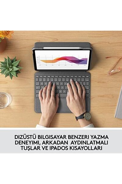 handanca Folio Klavyeli iPad Kılıfı, Dokunmatik Yüzey, Akıllı Bağlayıcı, Arka...