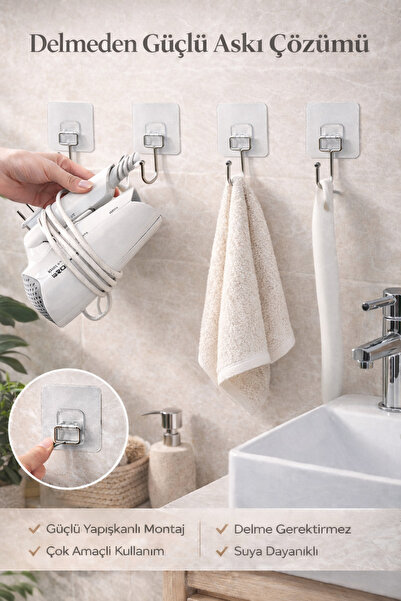 Alper Banyo Güçlü Yapışkanlı Duvar Askısı Krom Kaplama Banyo Mutfak Havlu Kan...