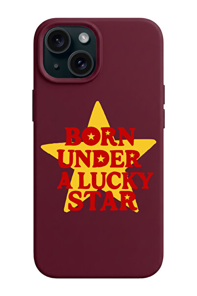 shoptocase iPhone 15 Uyumlu Lucky Star Desenli İçi Süet Lansman Telefon Kılıfı
