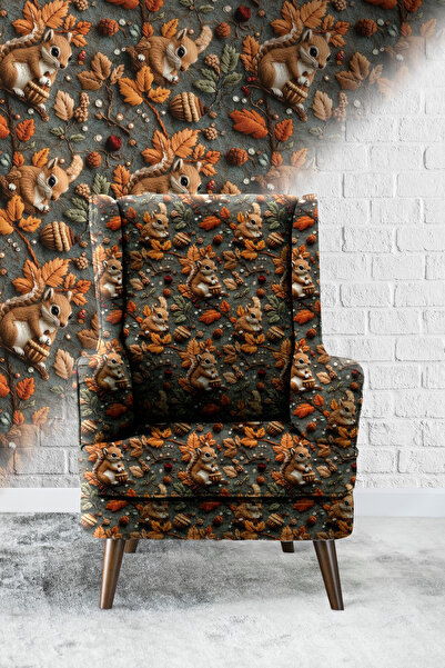 Vagonik Ύφασμα ταπετσαρίας καναπέ με ψηφιακή εκτύπωση 3D Squirrels, ύφασμα υψ...