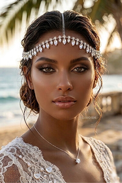 LIVOSH ΑΞΕΣΟΥΑΡ ΚΕΦΑΛΗΣ ΜΕ ΚΡΥΣΤΑΛΛΙΝΕΣ ΠΕΤΡΕΣ ΚΑΙ ΑΛΥΣΙΔΑ, ΝΥΦΙΚΗ ΚΟΡΟΝΑ ΚΕΦ...