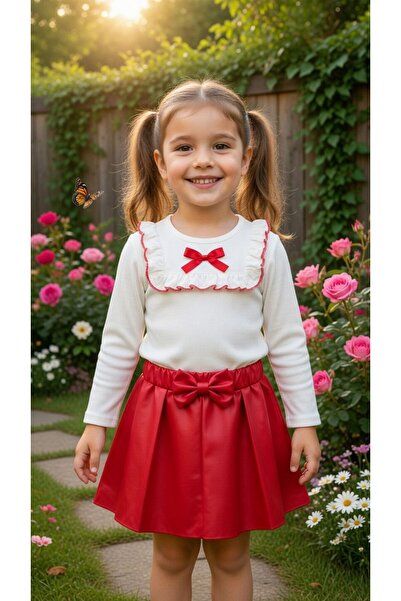 Yağmur Giyim YAĞMUR Κοριτσίστικο Σετ με Δερμάτινη Φούστα και Κορδέλα, Ηλικία ...