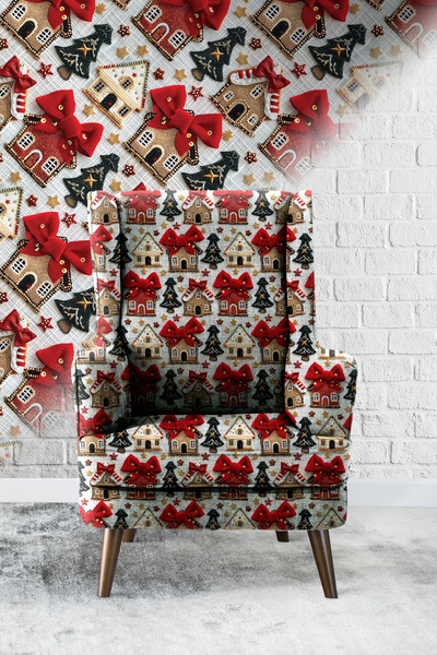 Vagonik Yılbaşı-05 3D Ψηφιακά Εκτυπωμένο Ύφασμα Ταπετσαρίας Καναπέ Ποιοτικό ύ...