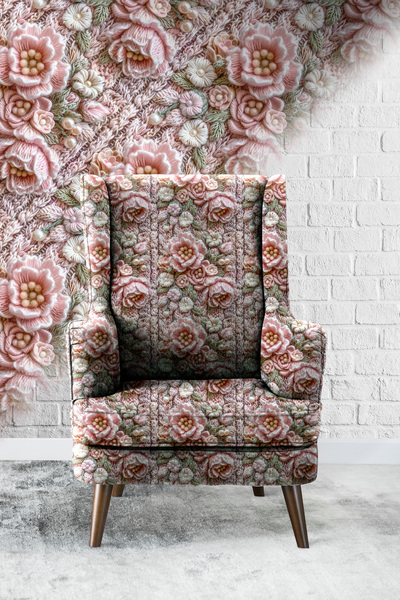 Vagonik Güller-01 3D Ψηφιακά Εκτυπωμένο Ύφασμα Ταπετσαρίας Καναπέ Υψηλής ποιό...