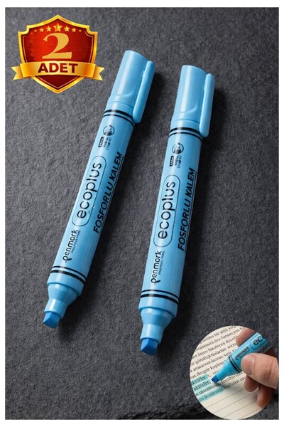 Artlantis Light Blue Highlighter Pen Neon Colored 2 Pcs Cut Tip 1-5mm Marker ...