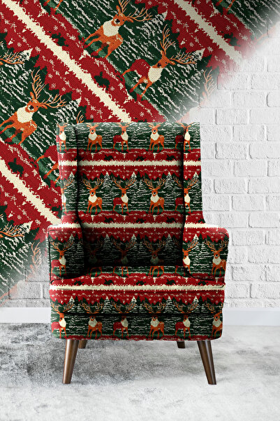 Vagonik Ύφασμα ταπετσαρίας καναπέ με ψηφιακή εκτύπωση 3D New Year's Deer, ύφα...