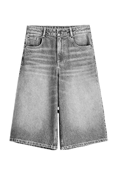 DEEFWEAR Y2K Πλυμένο Φαρδύ Τζιν Σορτς με Τσέπες Μπερμούντα