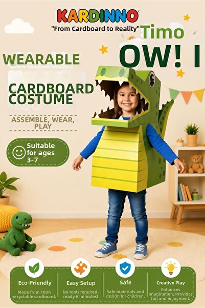 Kardinno Στολή γενεθλίων για παιδιά με μυτερά δόντια από χαρτόνι Timo, φορετή...