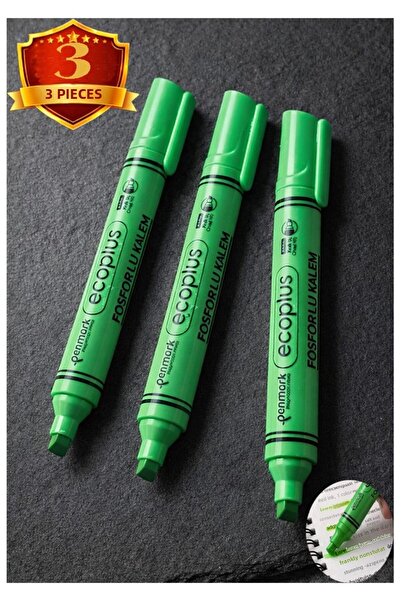Artlantis Green Highlighter Pen Neon Color 3 Pieces Cut Tip 1-5mm Marker Pen ...