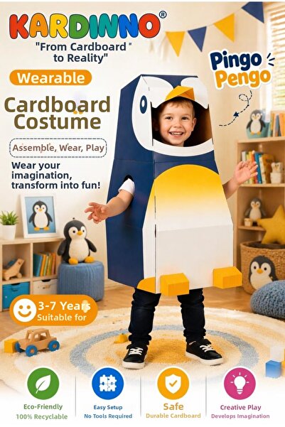 Kardinno Σμόκιν Πίνγκο Πένγκο από χαρτόνι, φορετή παιδική στολή για πάρτι γεν...