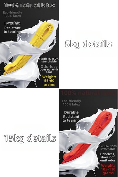 Telvesse Set of 2 5+15 kg Resistance Band Set Muscle Building Rubber Fitness Pilates Cross Training Band