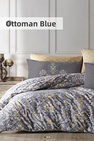 İyi Geceler İstanbul Double Duvet Cover Set Ottoman Blue