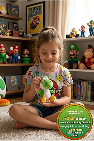 TOYFEST لعبة سوبر ماريو يوشي القطيفة مقاس 20 سم على شكل ديناصور أخضر هدية لطي...