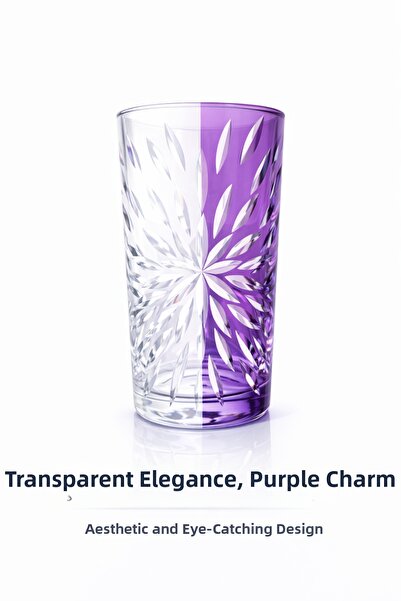 Sudedi Home Double Color Crystal Patterned Glass Cup Transparent Colorful Mod...