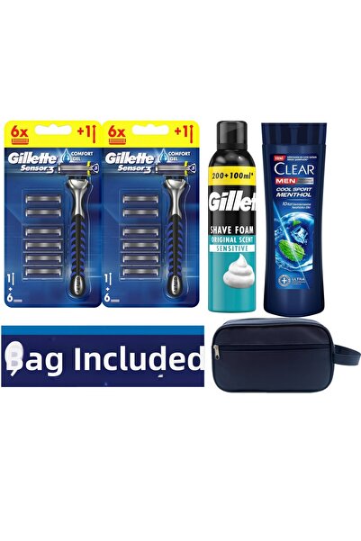 Gillette Сензор3 2 самобръсначки + 12 резервни ножчета за бръснене + 300 мл п...