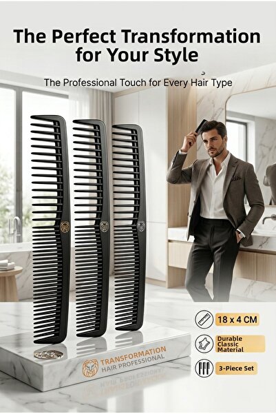 Transformacion Επαγγελματική χτένα 3 τεμαχίων - Iconic Black Elegance 723059
