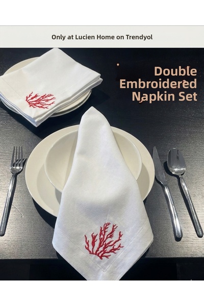 Lucien Home Double Marine Embroidered Napkin Set