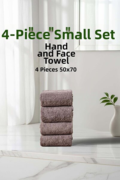 Cotto Home Σετ 4 τεμαχίων ριγέ γκρι μαλακές βαμβακερές πετσέτες χεριών και πρ...