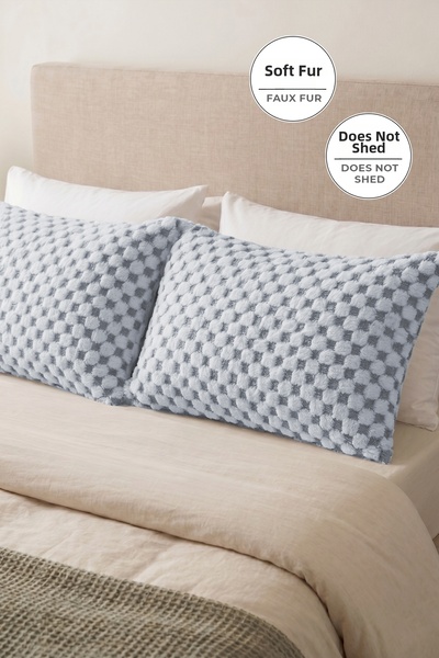 EvienHome Husă de pernă din pluș cu blană 2 piese 50x70 cm Polo Soft Supersof...