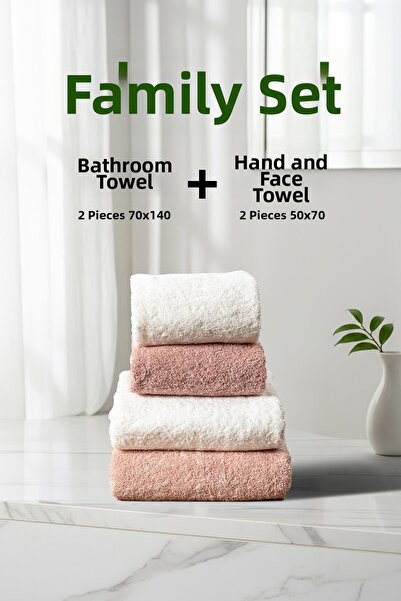 Cotto Home Σετ 4 τεμαχίων ριγέ λευκή πούδρα οικογενειακό σετ από μαλακό βαμβα...