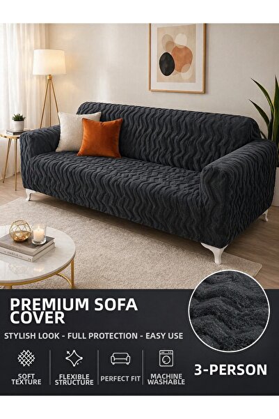 coverbox Μαλακό ελαστικό κάλυμμα καναπέ Welsoft για 3 άτομα, εύκαμπτο και πλε...
