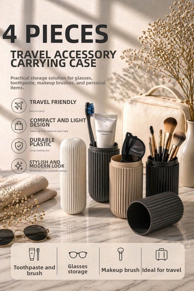Anadolu Saray 4 τμχ Κουτί αξεσουάρ τύπου ταξιδιού Οδοντόβουρτσα Γυαλιά Μακιγι...