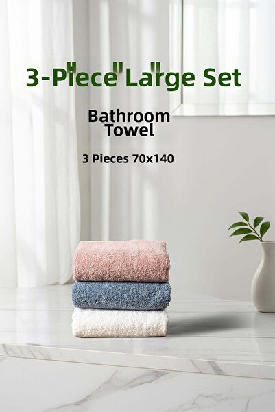 Cotto Home Σετ 3 τεμαχίων καρό πετσέτες λευκό μπλε σε σκόνη από μαλακό βαμβάκ...