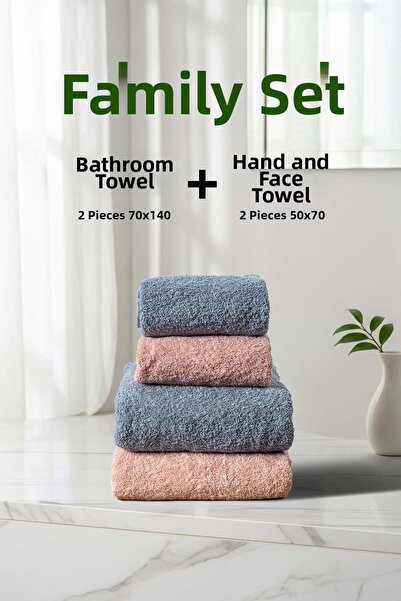 Cotto Home Σετ 4 τεμαχίων ριγέ οικογενειακό σετ σε μπλε απόχρωση σε απόχρωση ...