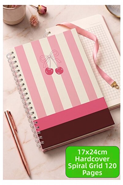 Artlantis Pink Hard Cover Spiral Squared Notebook 17X24Cm 120 Sheets 1 Piece ...