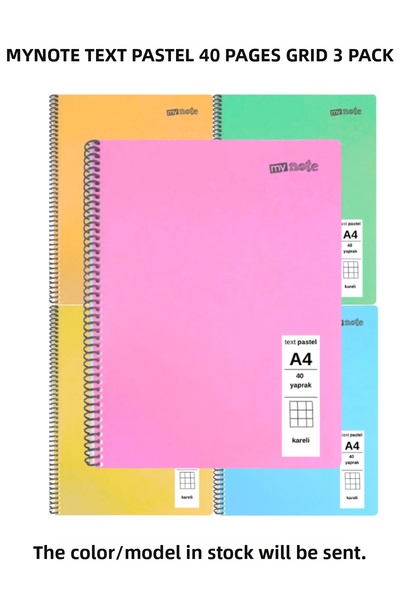 Mynote TEXT Παστέλ Τετράδιο Α4 40 Φύλλα Καρό 5 Τεμάχια