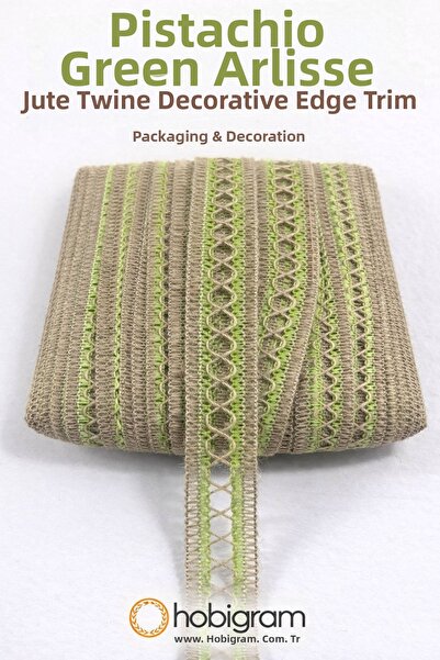 Hobigram Διακοσμητικό στολίδι από ψάθινη κορδέλα από γιούτα Arlisse σε πράσιν...
