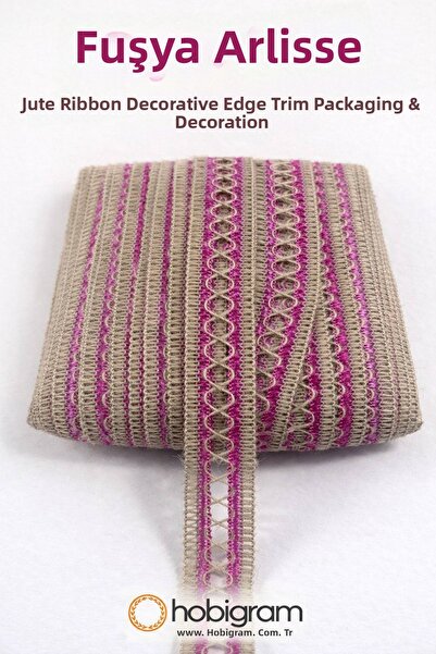 Hobigram Φούξια Arlisse Διακοσμητική κορδέλα από άχυρο γιούτας, στολίδι για σ...