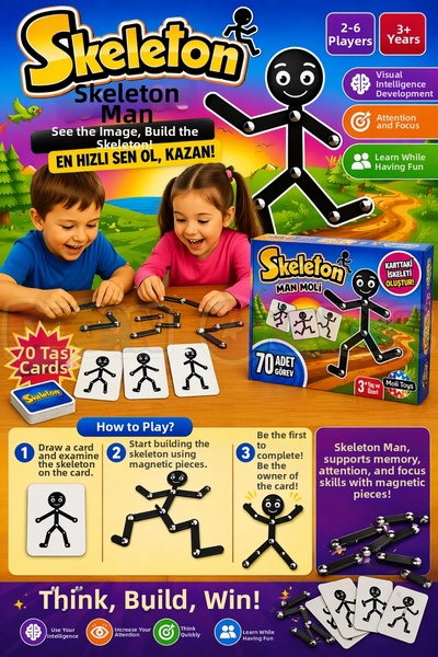Doğan Oyuncak Dünyası Garbage Man Skeleton Man - Moli Box Game Memory Attenti...