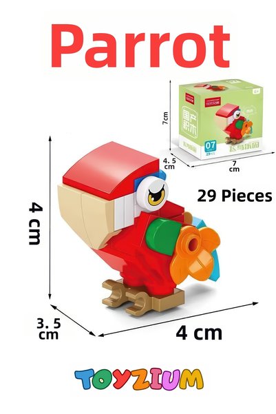 Shem Parrot Building Block Toy (29 Pieces) - Mini Bird Model Building Set
