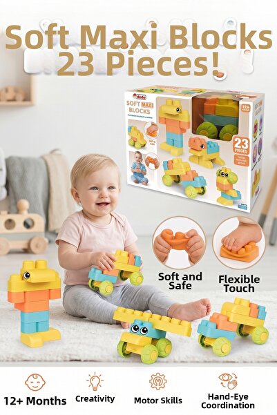 craftivio Soft Maxi Blocks 23 Pieces - Flexible, Safe, Educational Baby Toy (...