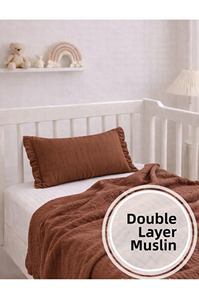 Cherry Bloom Cotton Βρεφική μαξιλαροθήκη από μουσελίνα με βολάν