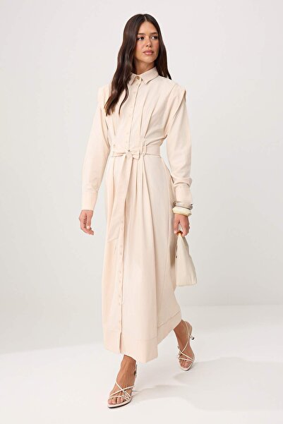 Trendyol Modest Μπεζ Χωρίς φόδρα Απλή ύφανση Φόρεμα & Ολόσωμη Φόρμα από Τερικ...