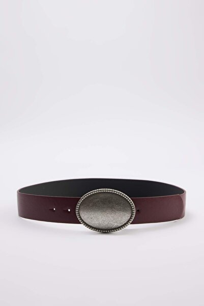 TRENDYOL SHOES Claret Red Oval Με αγκράφα Γυναικείο Ζώνη TEDAW24KE00002