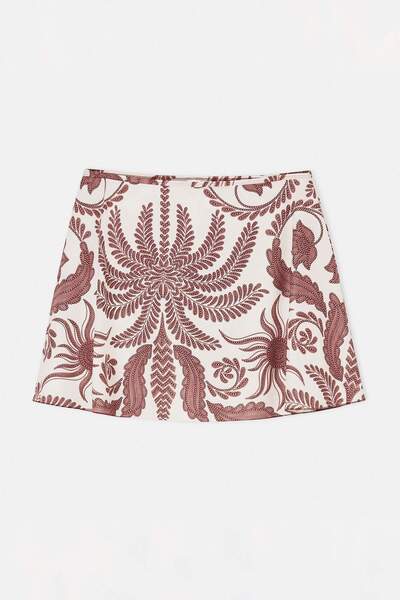 Trendyol Curve Καφέ έθνικ σορτς με σχέδια με φούστα Μίνι μπικίνι σε μεγάλο μέ...