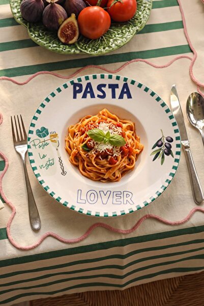 TRENDYOLMİLLA HOME Πιάτο ζυμαρικών από πορσελάνη με σχέδιο TPHAW25TBK00004